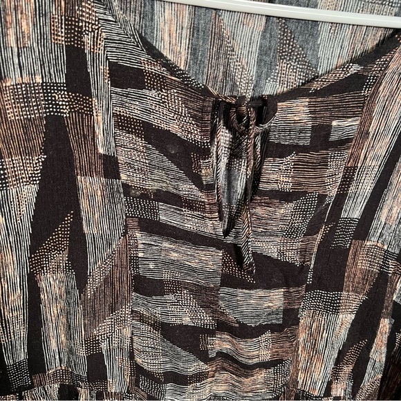 Good Luck Gem Fit & Flare Dress Black Brown Geometric - Picture 5 of 9